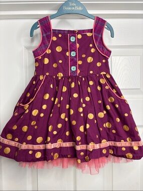 Matilda Jane Plum Dress with Gold Polka Dots
